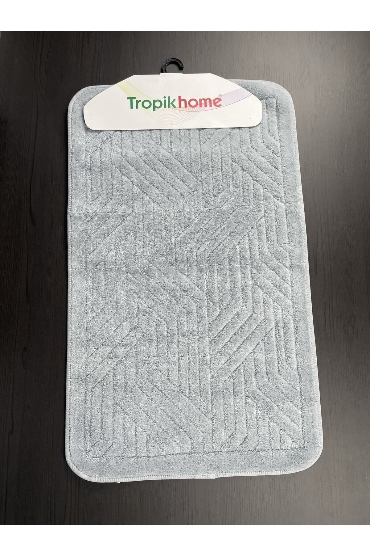 Tropikhome 60x100 ve 50x60cm 2 Parçalı Pamuk Gri Banyo Paspası — Tina