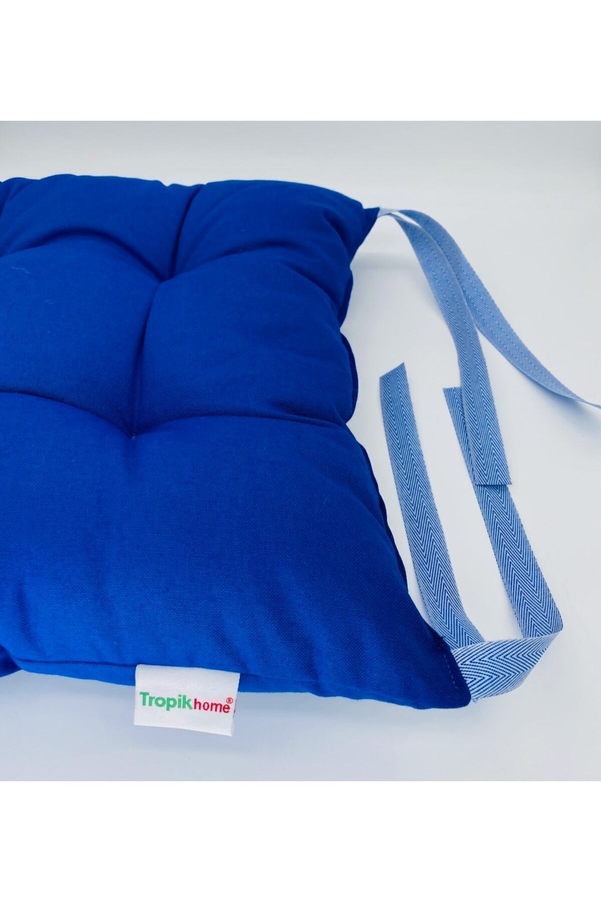 Tropikhome Ekoseli Gri 40 x 40 Pofuduk Silikon Dolgulu Sandalye Minderi — 40 x 40