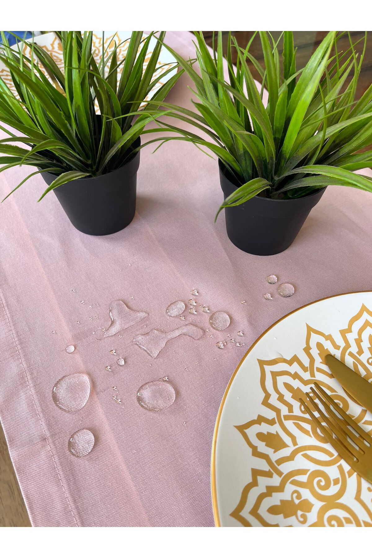 Tropikhome Pamuklu Su Geçirmez Pembe 40 x 170 Runner — Pembe