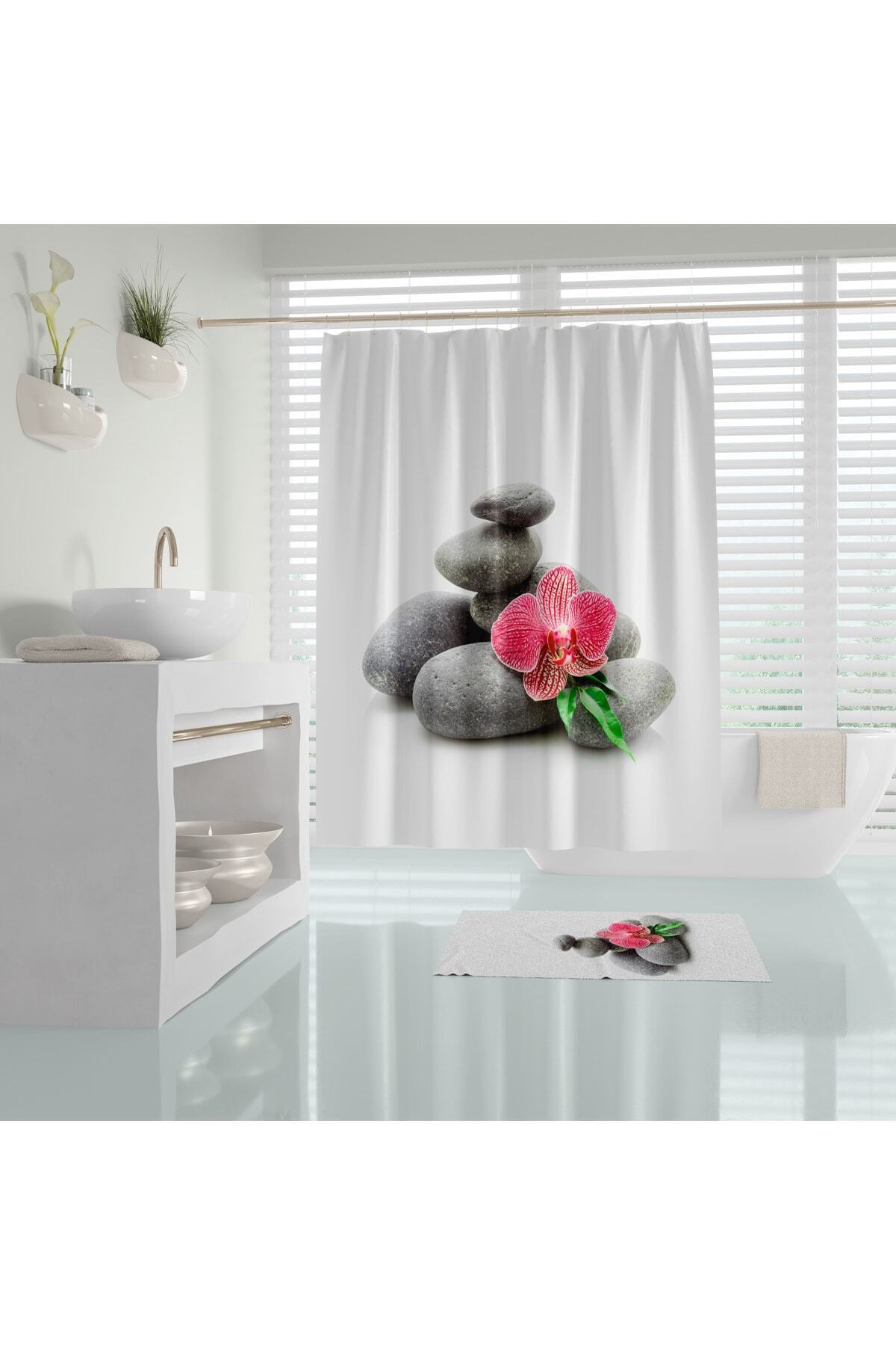 Tropikhome 180 x 200 Çok Renkli Desenli Banyo Perdesi — Çok Renkli