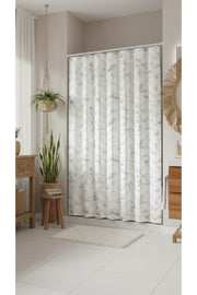 Tropikhome 180 x 200 Beyaz Mermer Desenli Banyo Perdesi — Beyaz