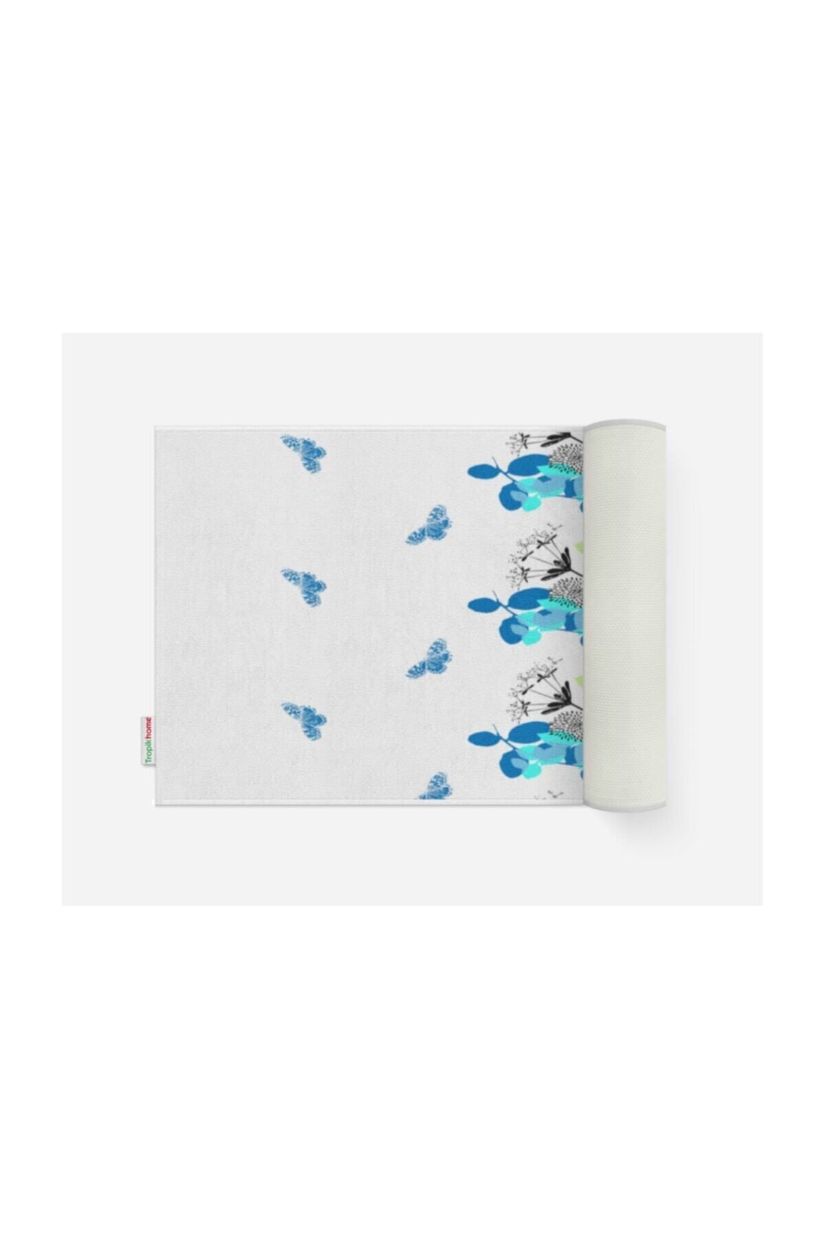 Tropikhome Kaymaz Tabanlı Dijital Baskılı 50x80cm Püsküllü Banyo Paspası — Spring