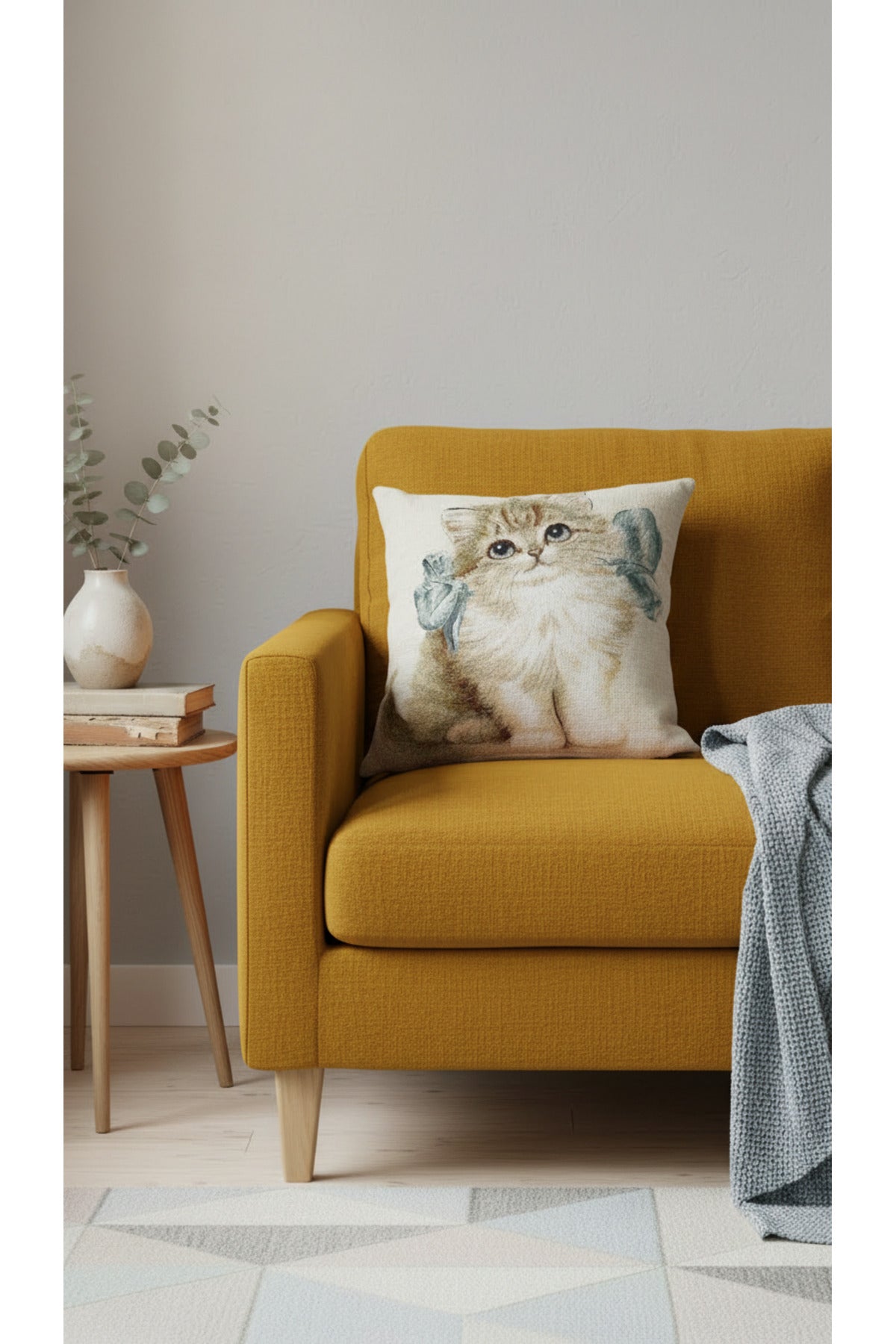 Tropikhome ST-9 Kırsal Ev Desenli 45 x 45 Cm Çift Taraflı Goblen Dokuma Kırlent Kılıfı — Çok Renkli