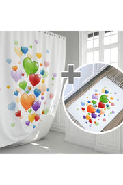Kaymaz Taban Dijital Baskılı 50x80cm Banyo Paspası ve 180x200cm Dijital Baskılı Banyo Perdesi Takımı — 180 x 200 + 50 x 80