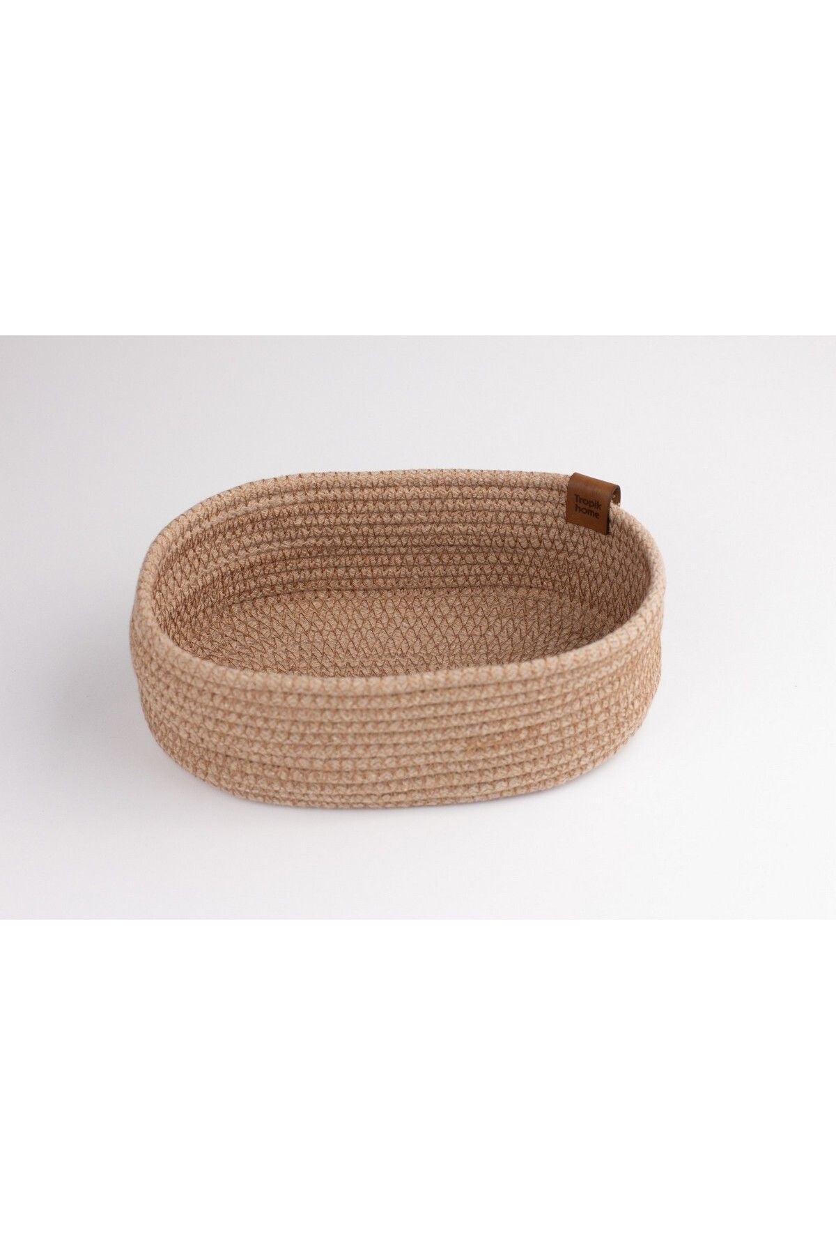 Tropikhome 25 x 15 cm Bej Çok Amaçlı Düzenleyici Hasır Sepet — 25 x 15