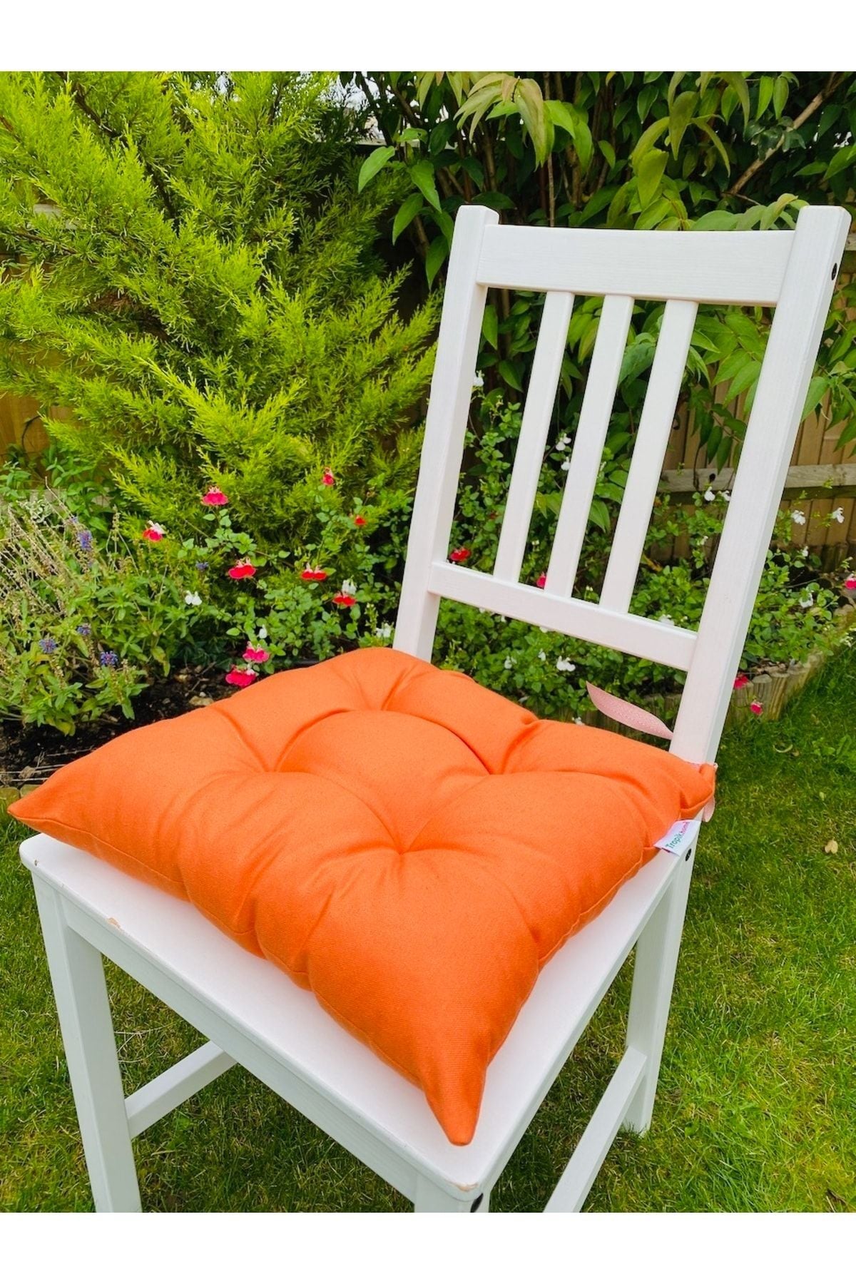 Tropikhome Ekoseli Gri 40 x 40 Pofuduk Silikon Dolgulu Sandalye Minderi — 40 x 40