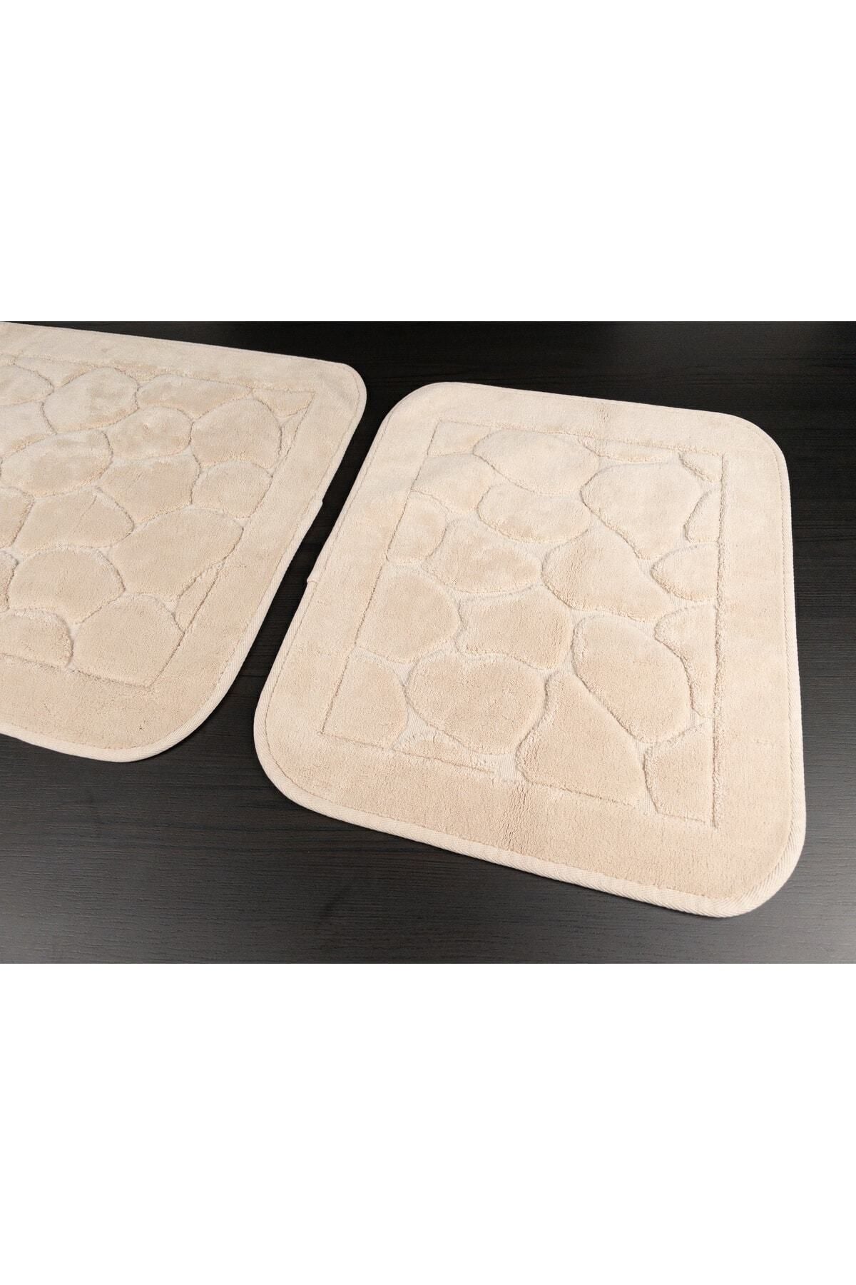 Tropikhome 60x100 ve 50x60cm 2 Parçalı Pamuk Krem Banyo Paspası — Mera