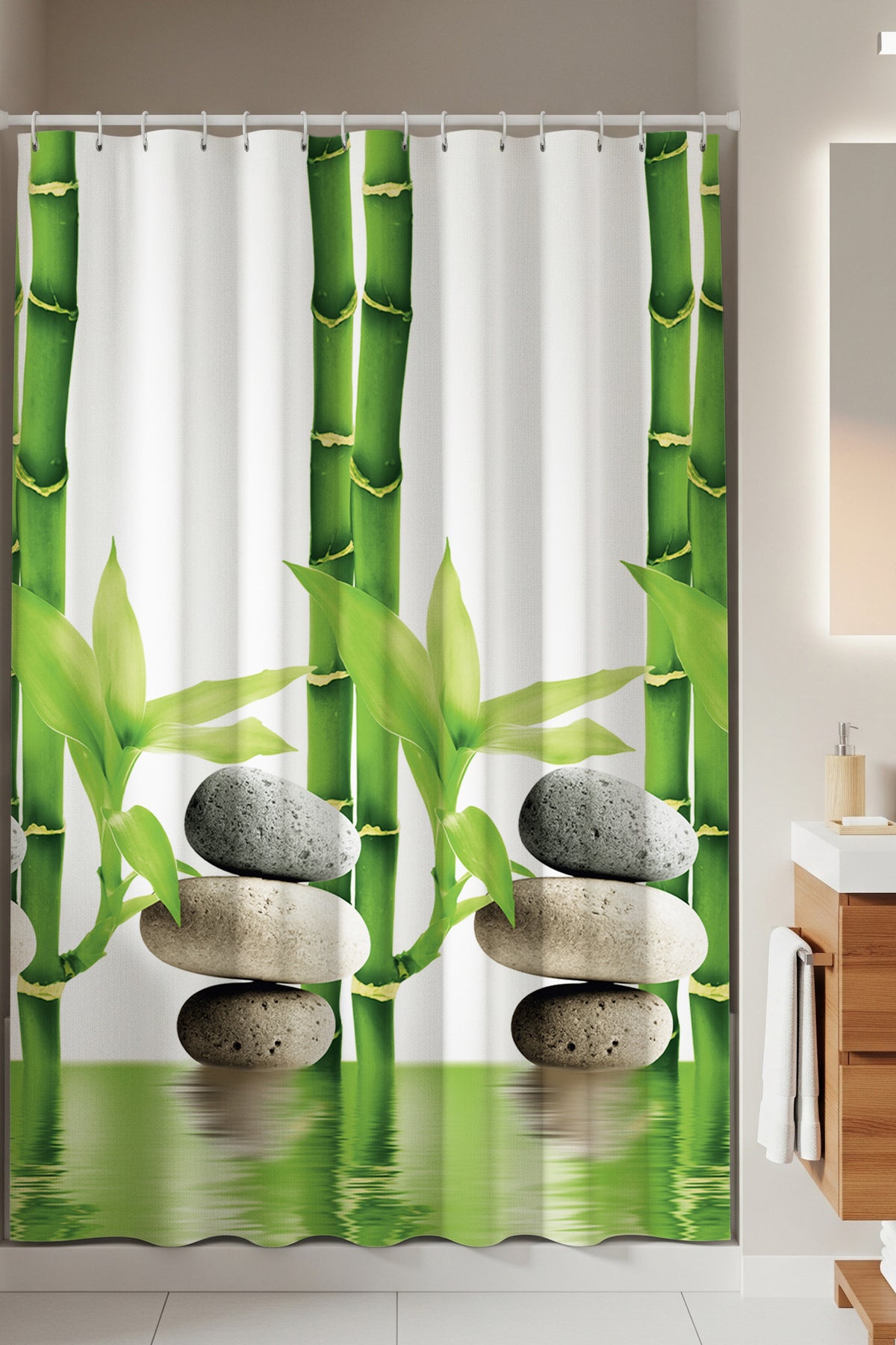 Tropikhome 180 x 200 Çok Renkli Desenli Banyo Perdesi — Çok Renkli