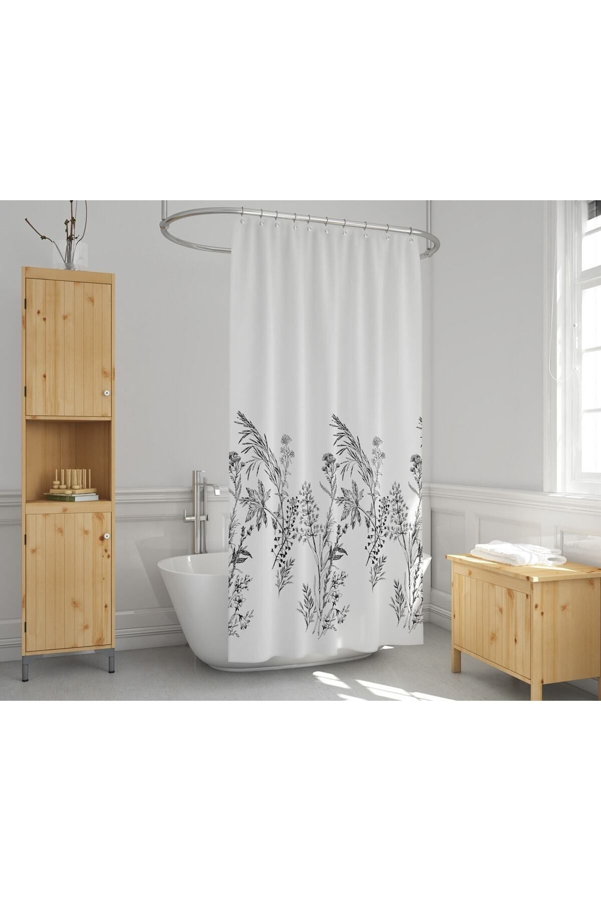 Tropikhome 180 x 200 Siyah Funda Desenli Banyo Perdesi — Siyah