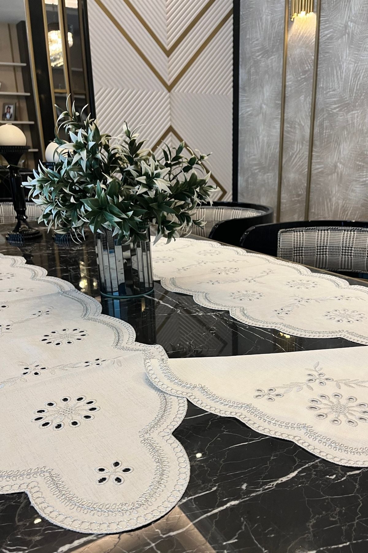 Tropikhome Göz Boncuğu Gümüş 40 x 140*1 adet + 40 x 110*2 adet + 40 x 40*2 adet 5 Parçalı Sunum Yemek Seti — Gümüş