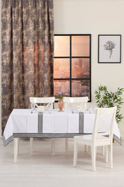 Tropikhome 160 x 260 + 2 Runner Beyaz Çeyizlik Pamuklu Masa Örtüsü Seti — Beyaz