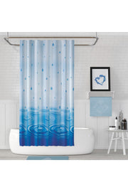 Tropikhome 180 x 200 Mavi Su Damlası Desenli Banyo Perdesi — Mavi