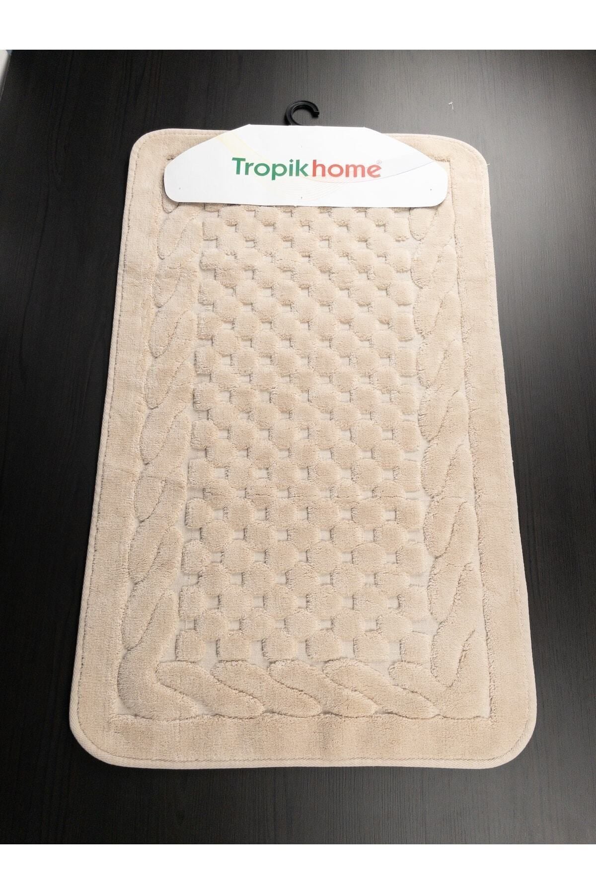 Tropikhome 60x100 ve 50x60cm 2 Parçalı Pamuk Bej Banyo Paspası — Netha