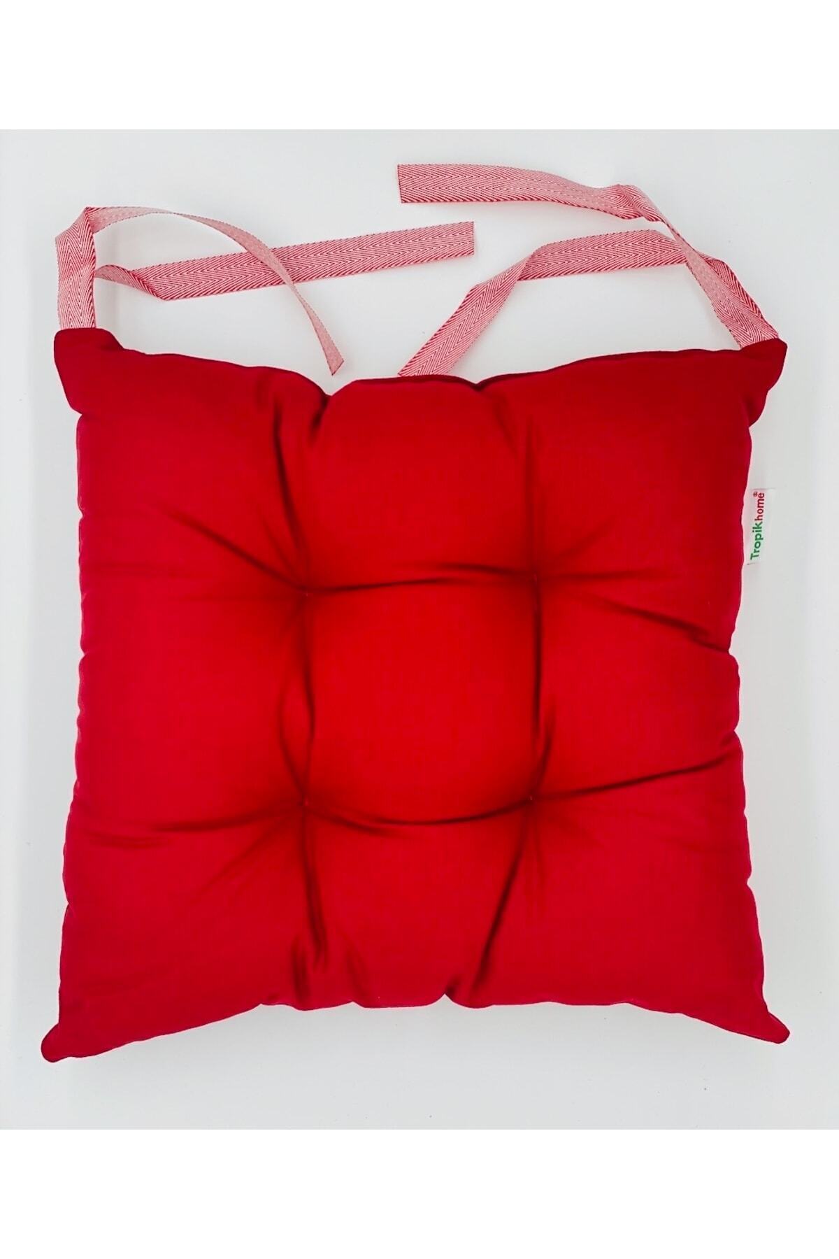 Tropikhome Ekoseli Gri 40 x 40 Pofuduk Silikon Dolgulu Sandalye Minderi — 40 x 40
