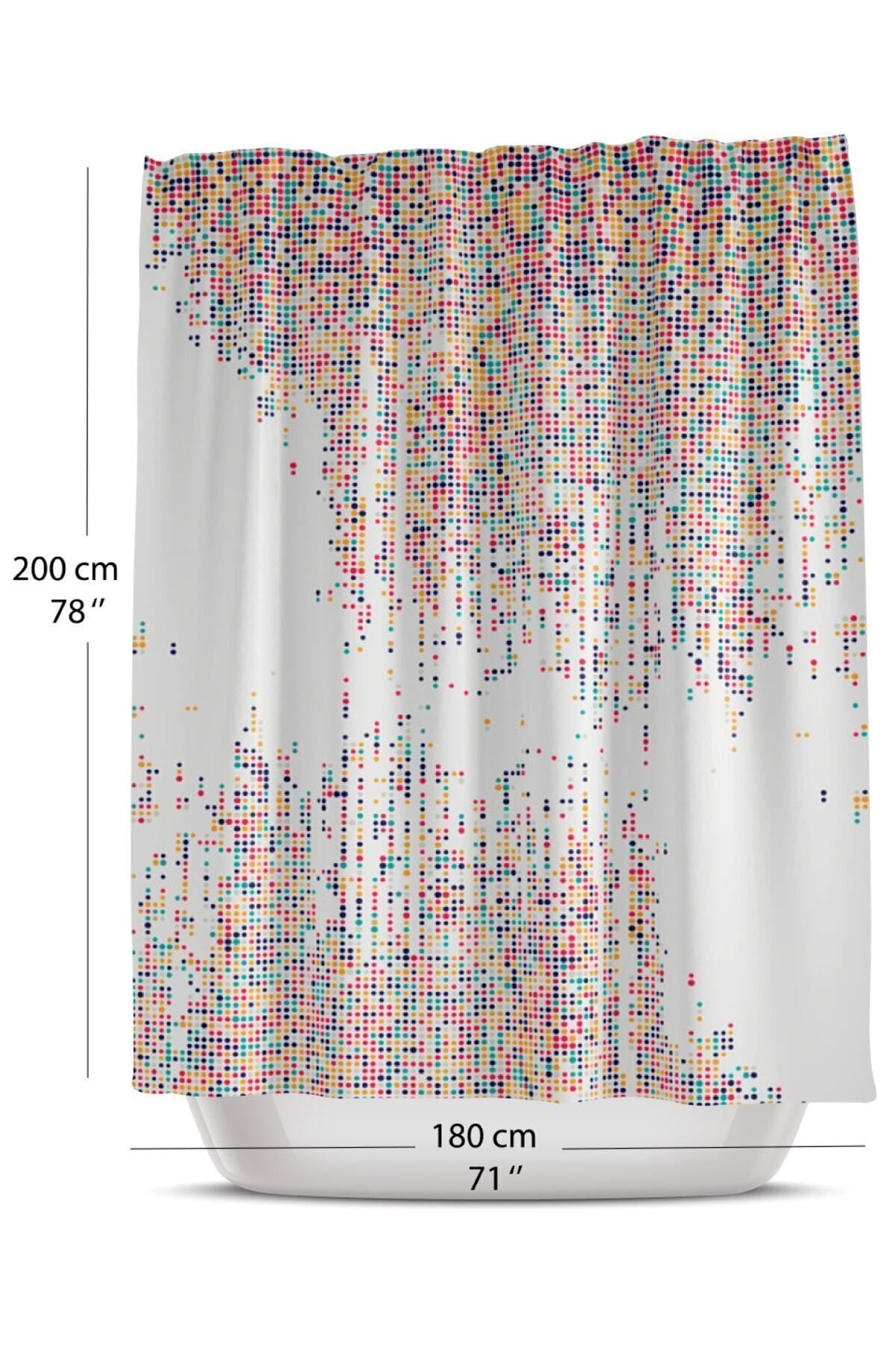 Tropikhome 180 x 200 Çok Renkli Geometrik Desenli Banyo Perdesi — Çok Renkli