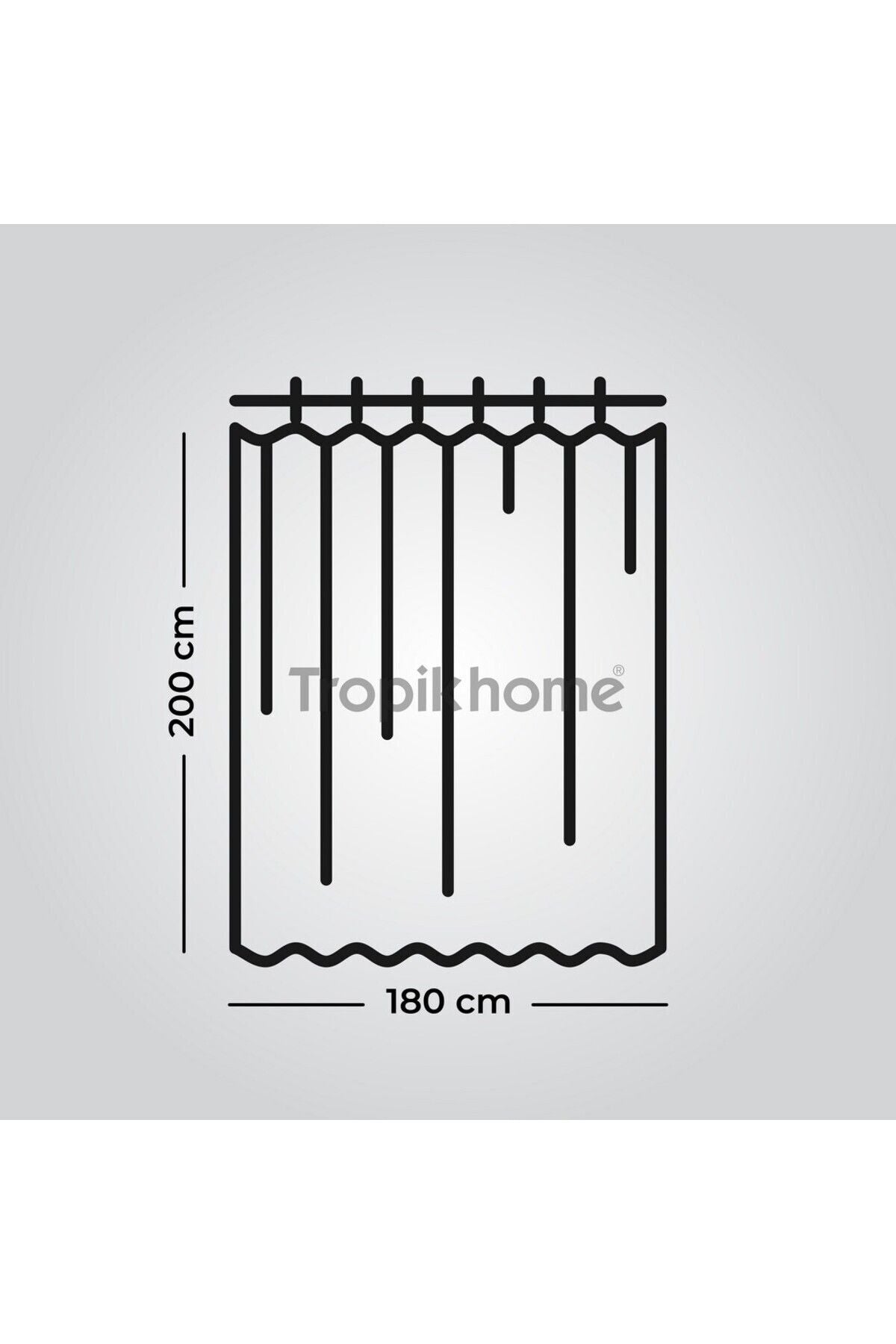 Tropikhome 180 x 200 Mavi Sahil Manzarası Desenli Banyo Perdesi — Mavi