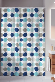 Tropikhome 180 x 200 Mavi Geometrik Desenli Banyo Perdesi — Mavi
