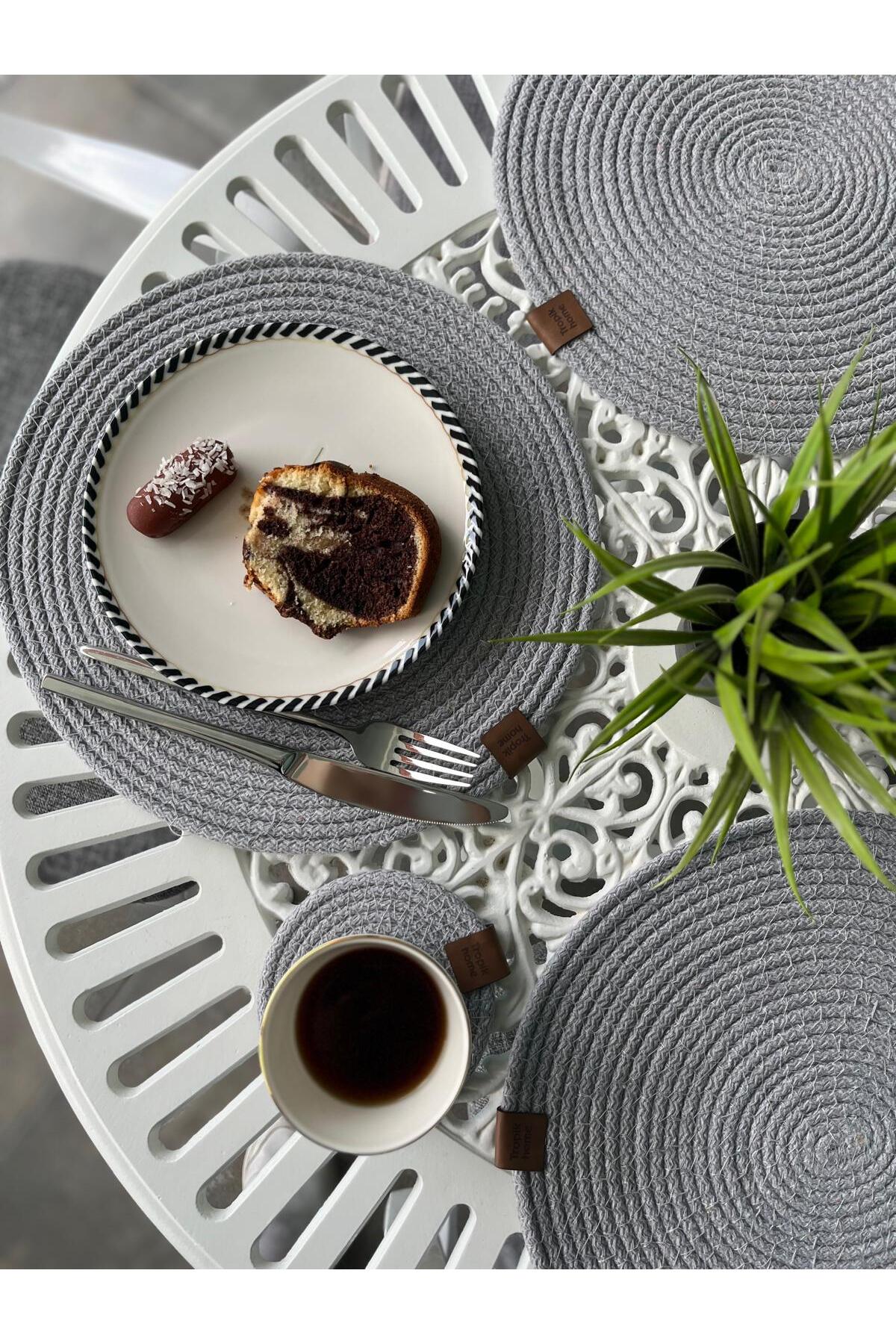 Tropikhome 2 Adet Gri Hasır 32x32 cm Amerikan Servis Supla — Gri