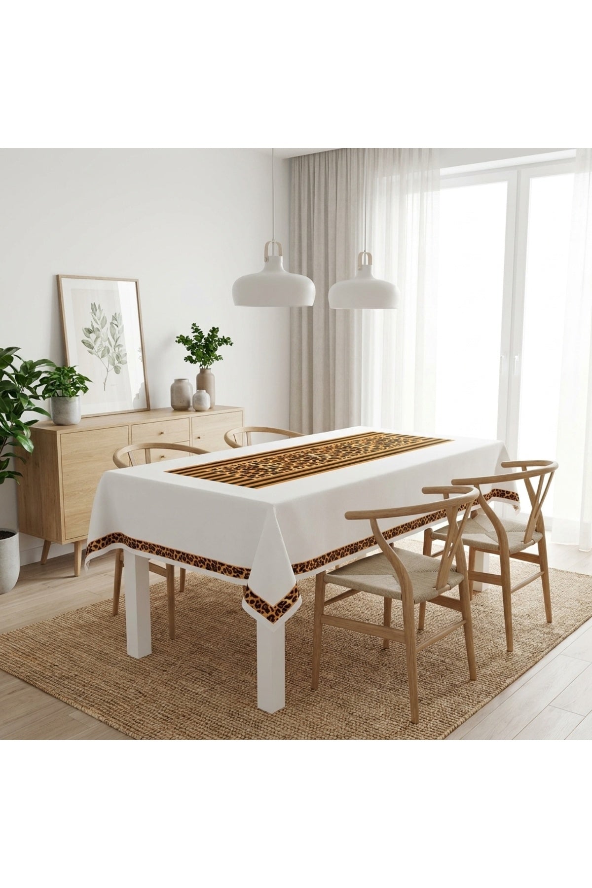Tropikhome 150 x 220 Leopar Desenli Solma Yapmaz Dijital Baskılı Dertsiz Masa Örtüsü — Kahverengi