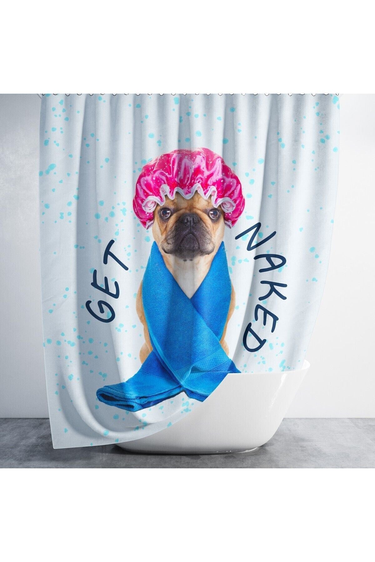 Tropikhome 180 x 200 Çok Renkli Köpek Desenli Banyo Perdesi — Çok Renkli