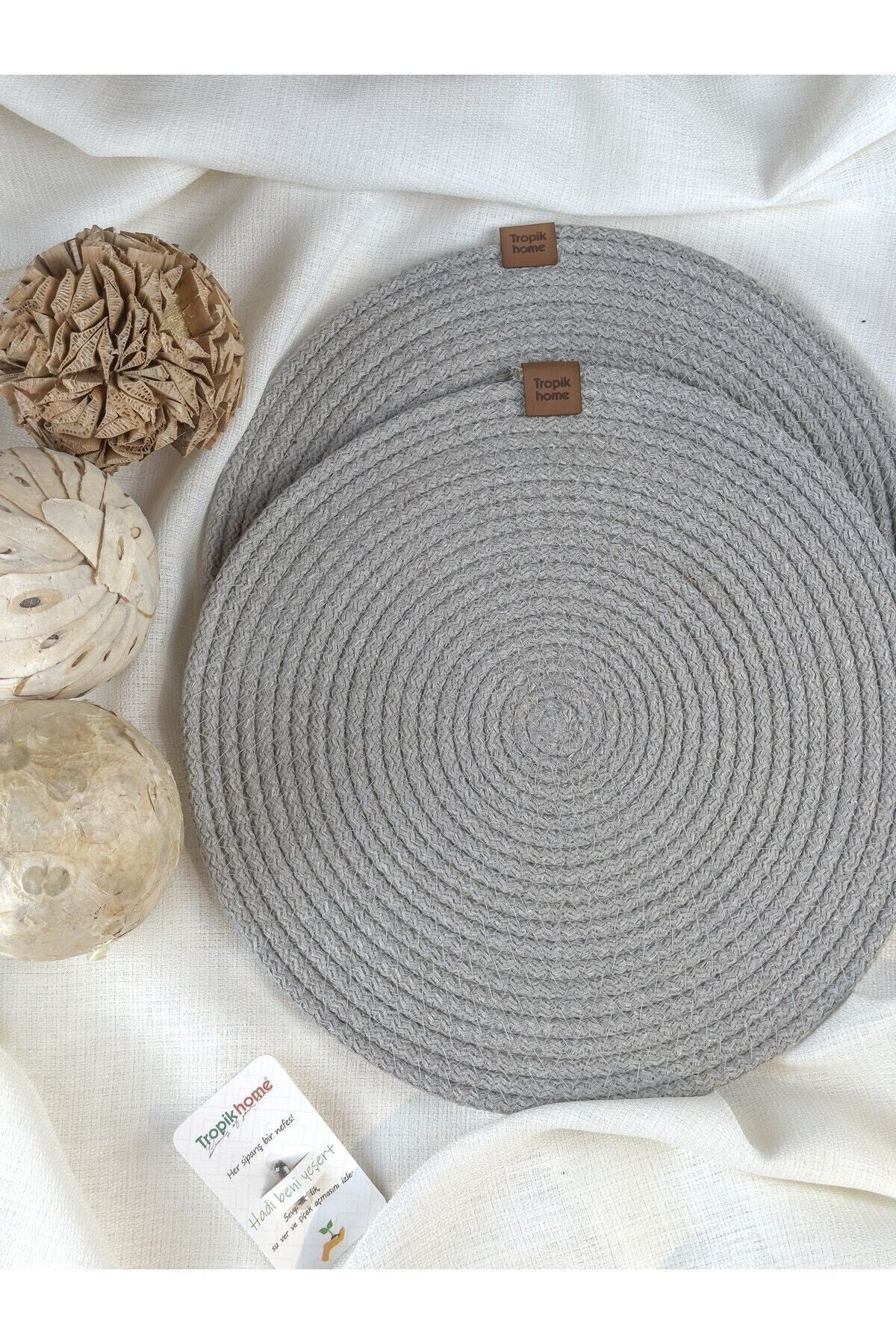 Tropikhome 2 Adet Gri Hasır 32x32 cm Amerikan Servis Supla — Gri