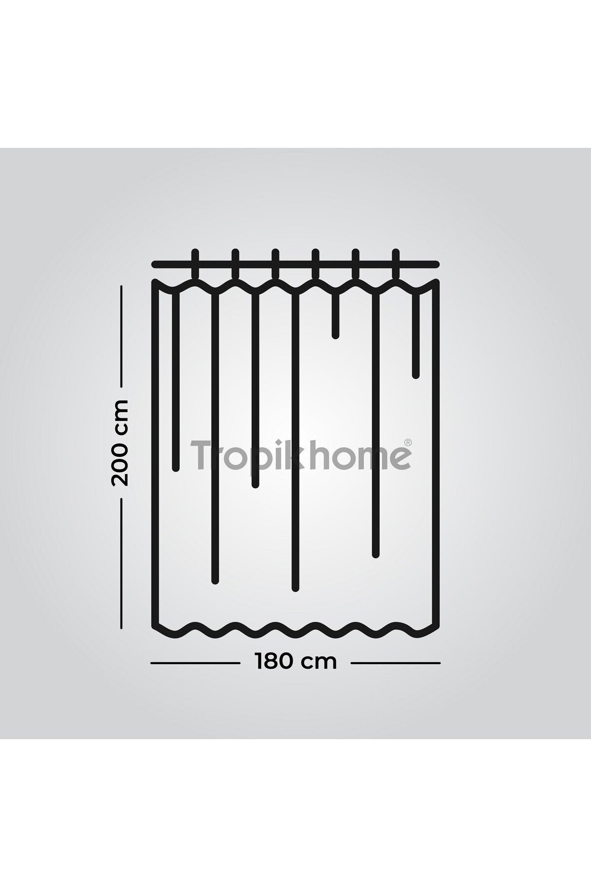 Tropikhome 180 x 200 Mavi Geometrik Desenli Banyo Perdesi — Mavi