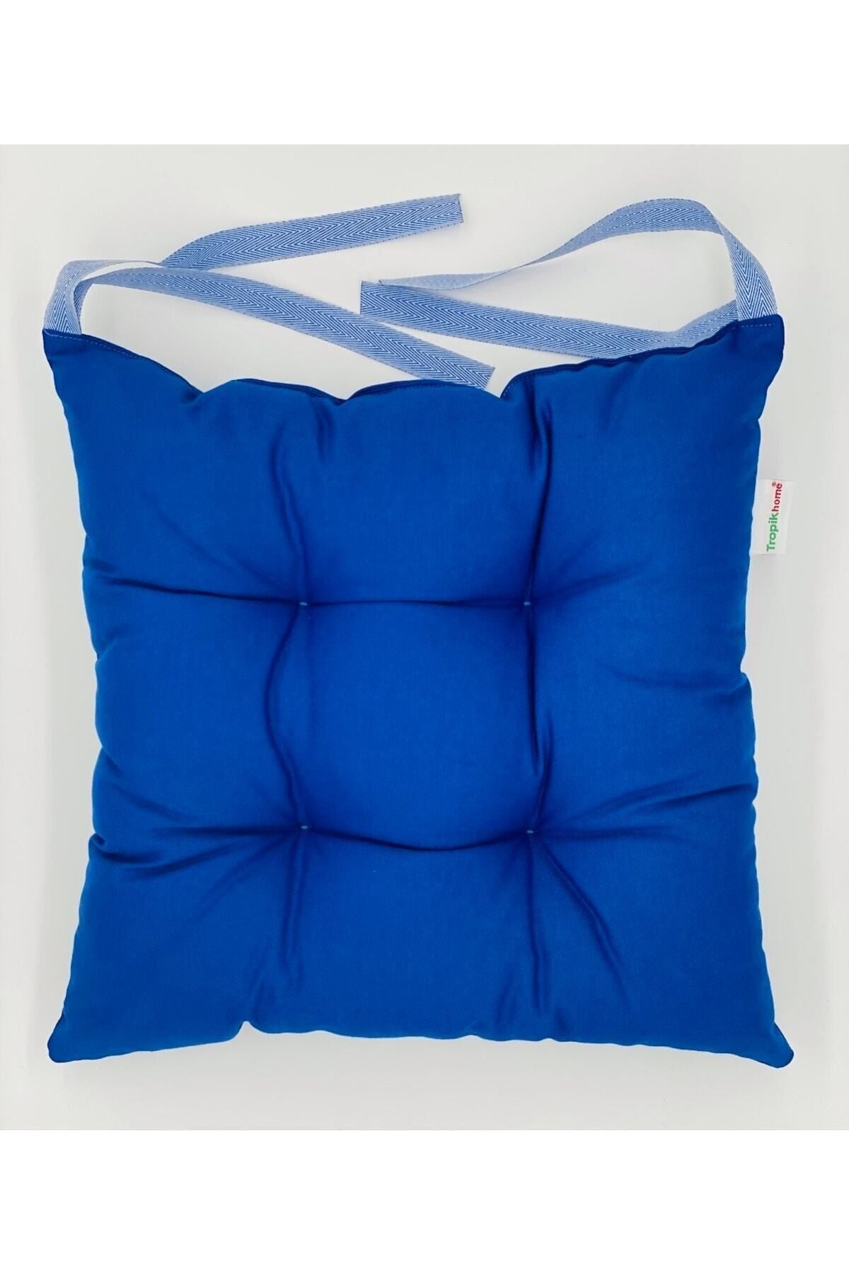 Tropikhome Ekoseli Gri 40 x 40 Pofuduk Silikon Dolgulu Sandalye Minderi — 40 x 40