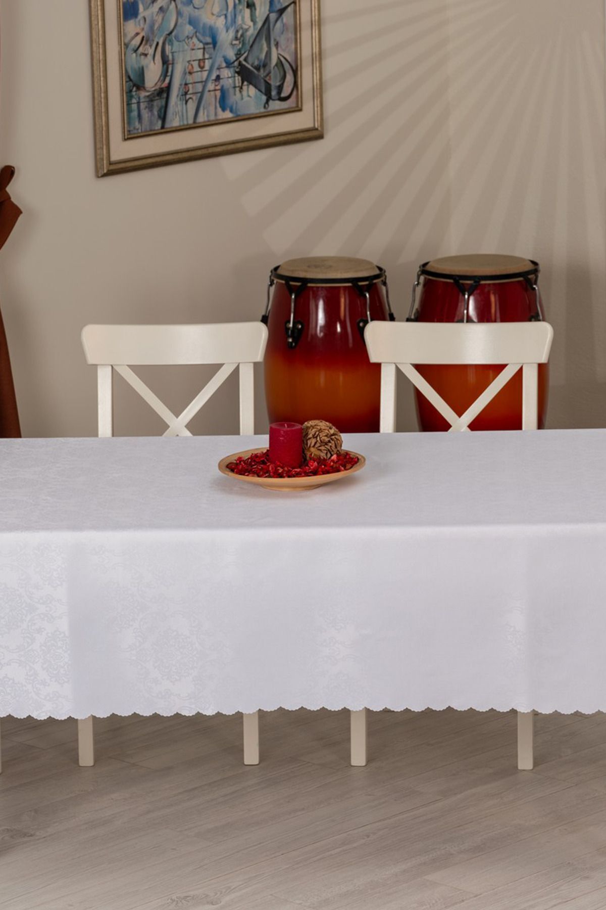 Tropikhome 160 x 260 Beyaz Dertsiz Leke Tutmaz Günlük Masa Örtüsü — Beyaz