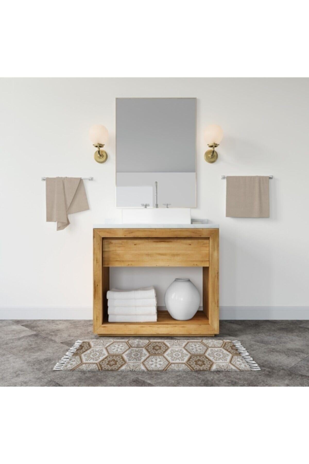 Tropikhome Kaymaz Tabanlı Dijital Baskılı 50x80cm Püsküllü Banyo Paspası — 2345