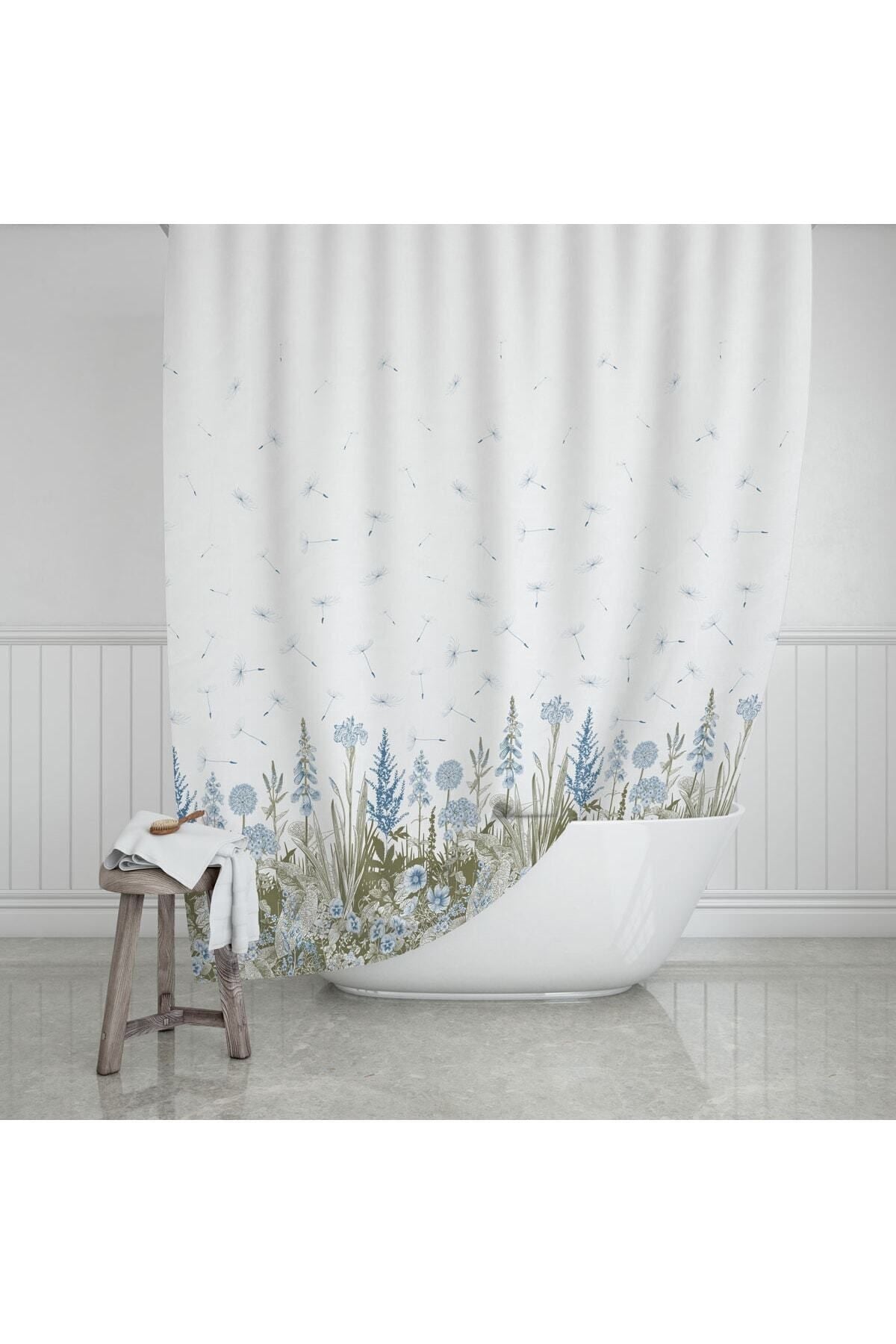 Tropikhome 120 X 200 (Çift Kanat) Çok Renkli Kır Desenli Banyo Perdesi — Çok Renkli