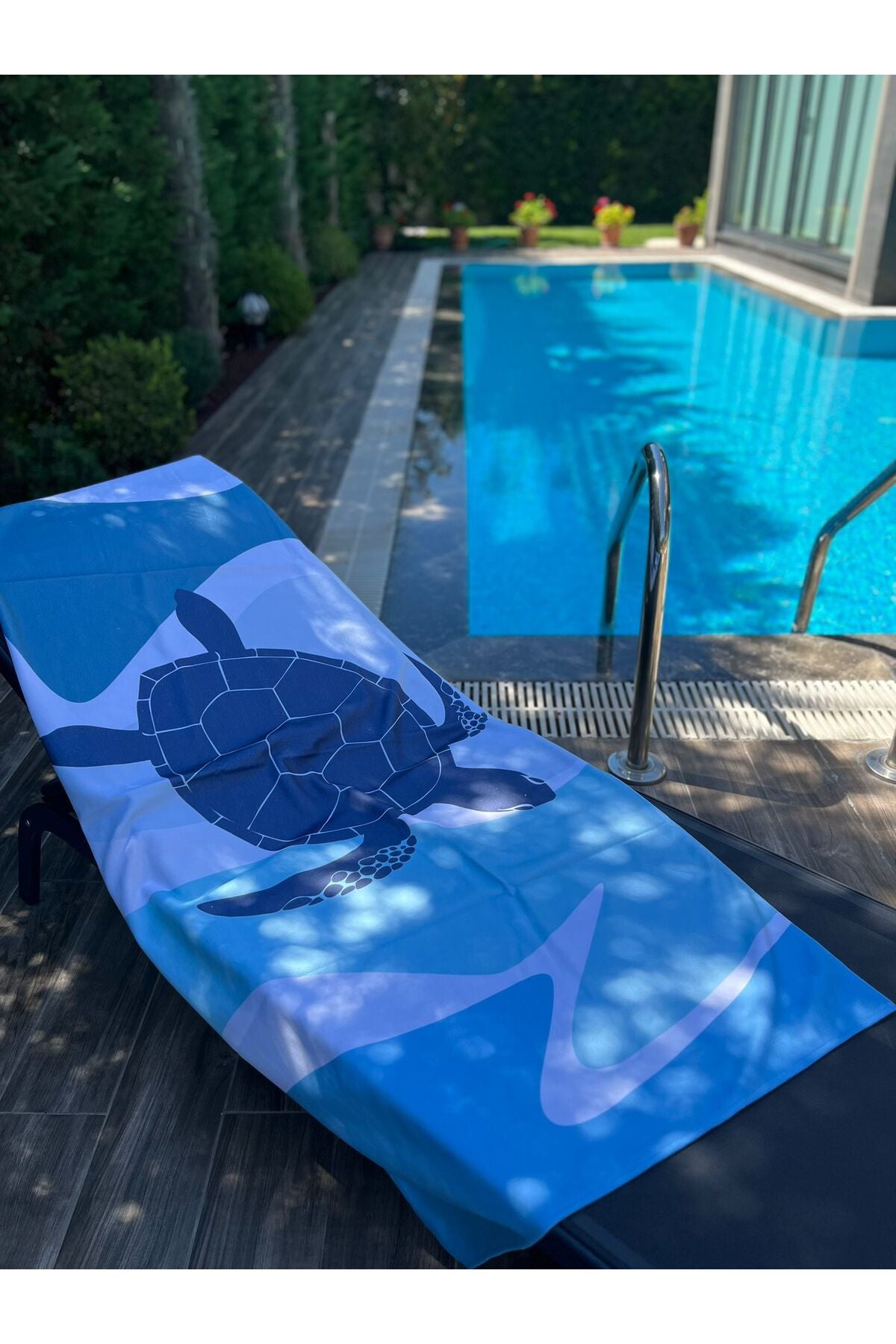 Tropikhome Yaprak Desenli Mor 70 x 150 Hızlı Kuruyan Pamuklu Plaj Havlusu — 70 x 150