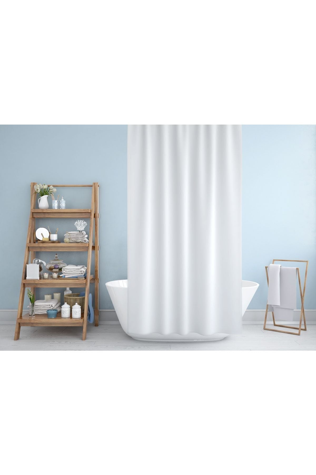 Tropikhome 180 x 200 Beyaz Düz Banyo Perdesi — Beyaz