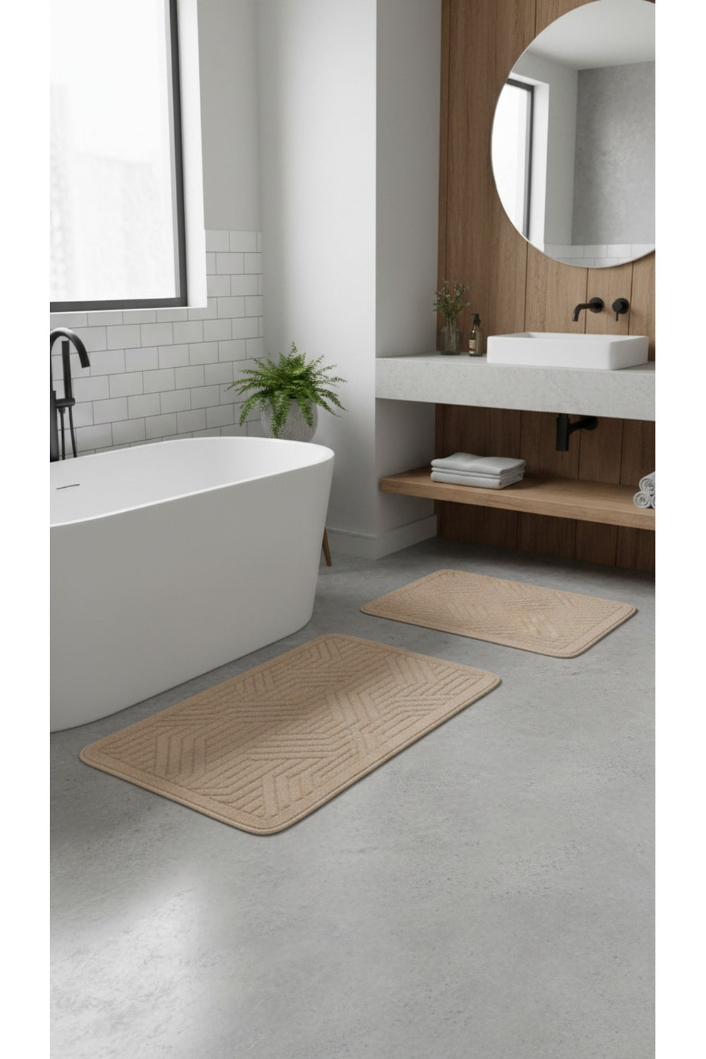 Tropikhome 60x100 ve 50x60cm 2 Parçalı Pamuk Gri Banyo Paspası — Tina