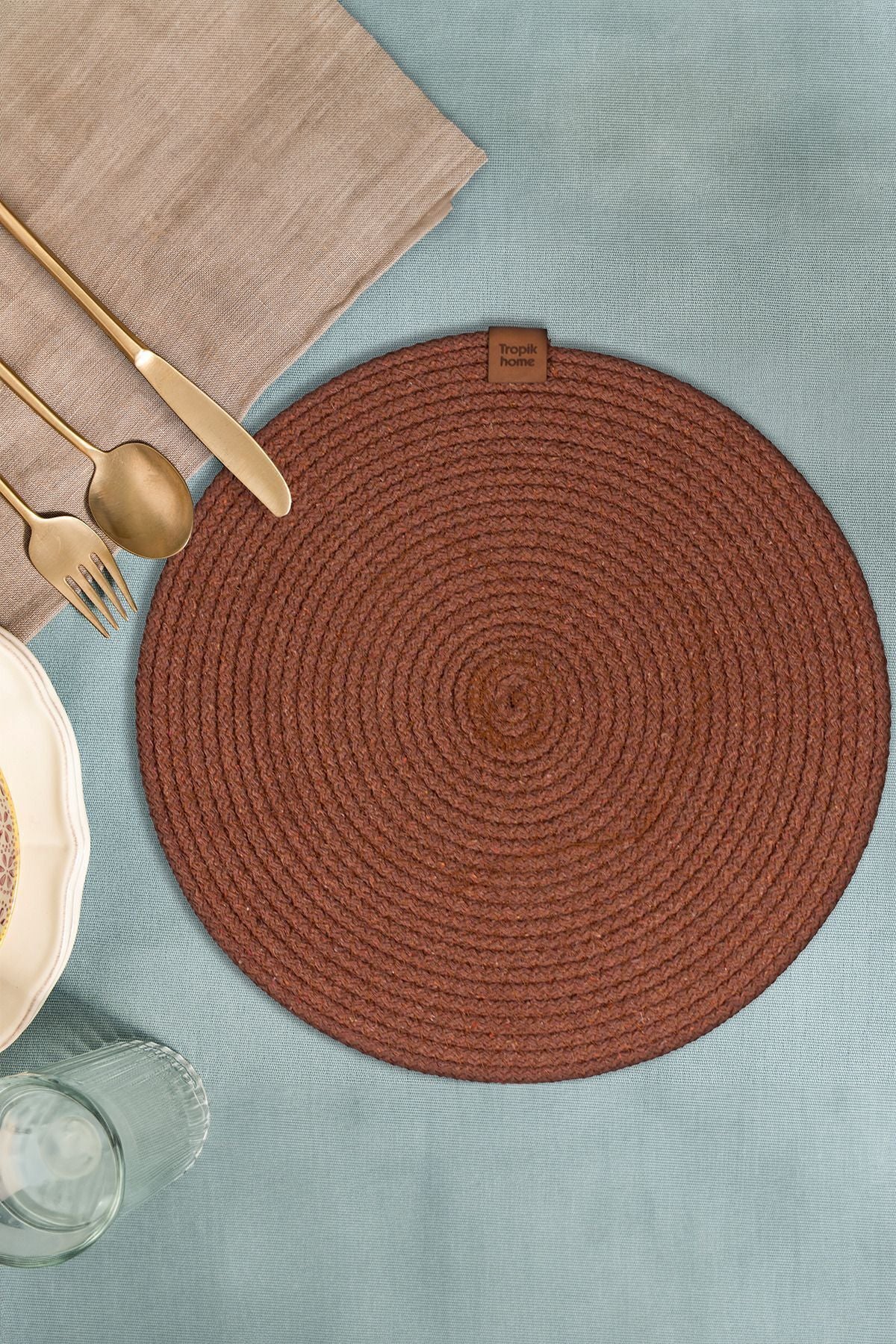 Tropikhome Düz Kahverengi 32 x 32cm Supla Amerikan Servis — Kahverengi
