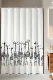 Tropikhome 180 x 200 Siyah Zürafa Desenli Banyo Perdesi — Siyah