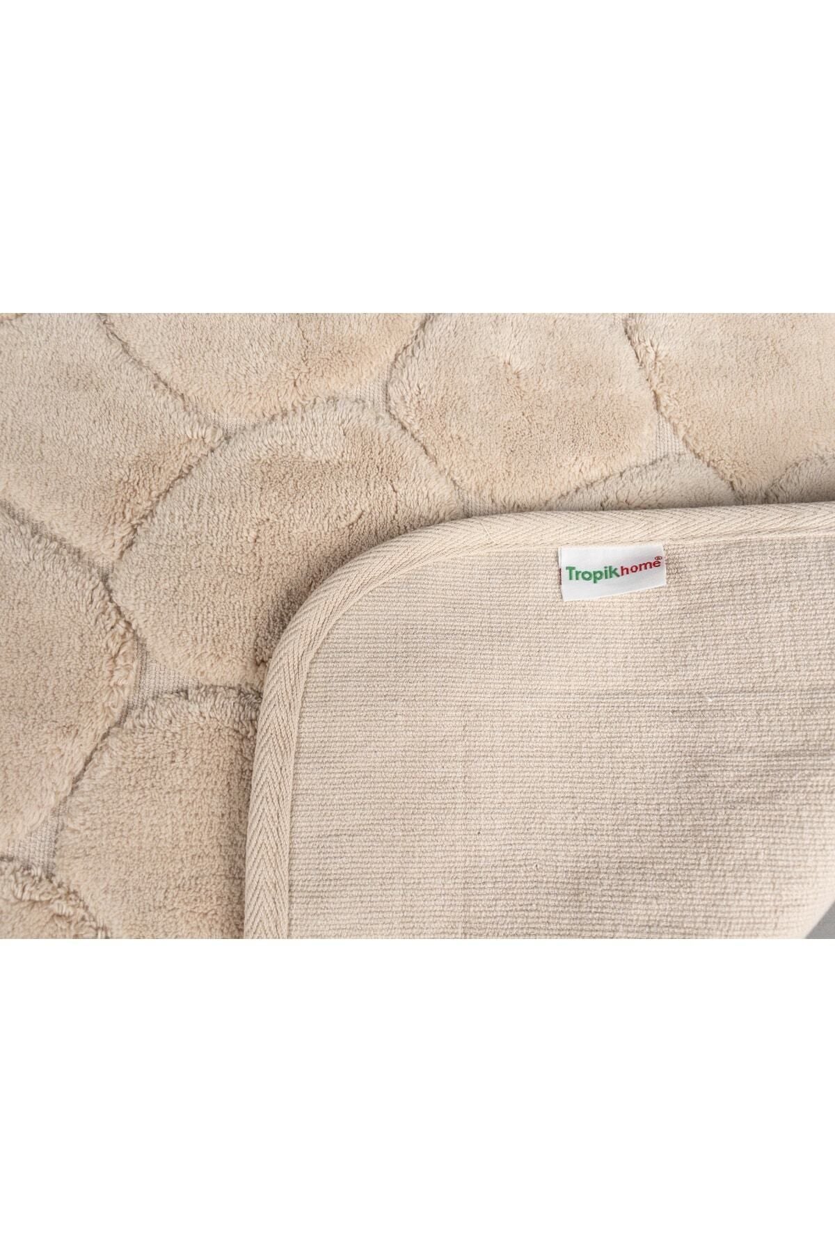 Tropikhome 60x100 ve 50x60cm 2 Parçalı Pamuk Krem Banyo Paspası — Mera