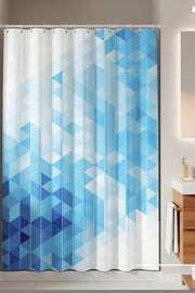Tropikhome 180 x 200 Mavi Geometrik Desenli Banyo Perdesi — Mavi