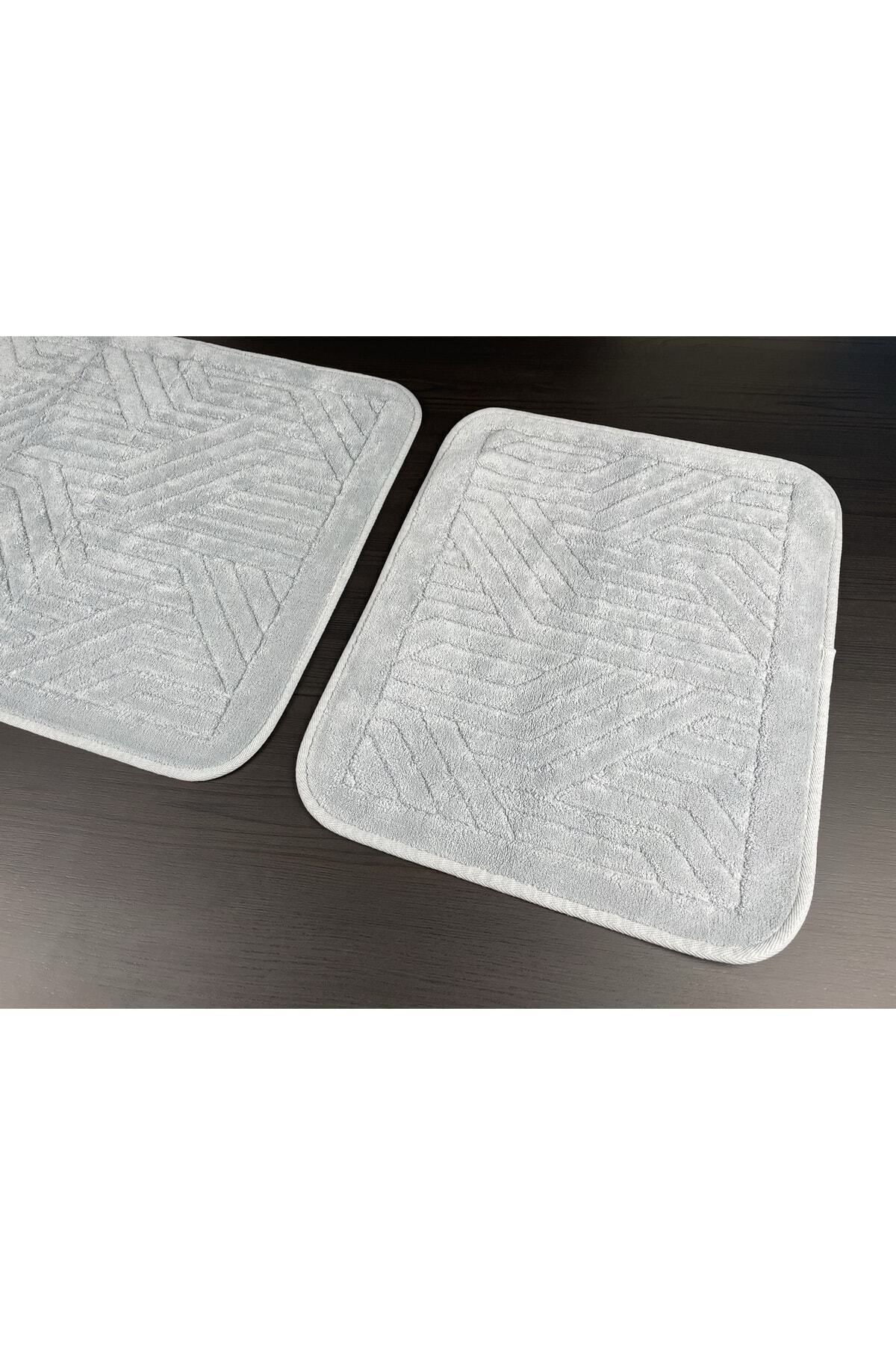 Tropikhome 60x100 ve 50x60cm 2 Parçalı Pamuk Gri Banyo Paspası — Tina