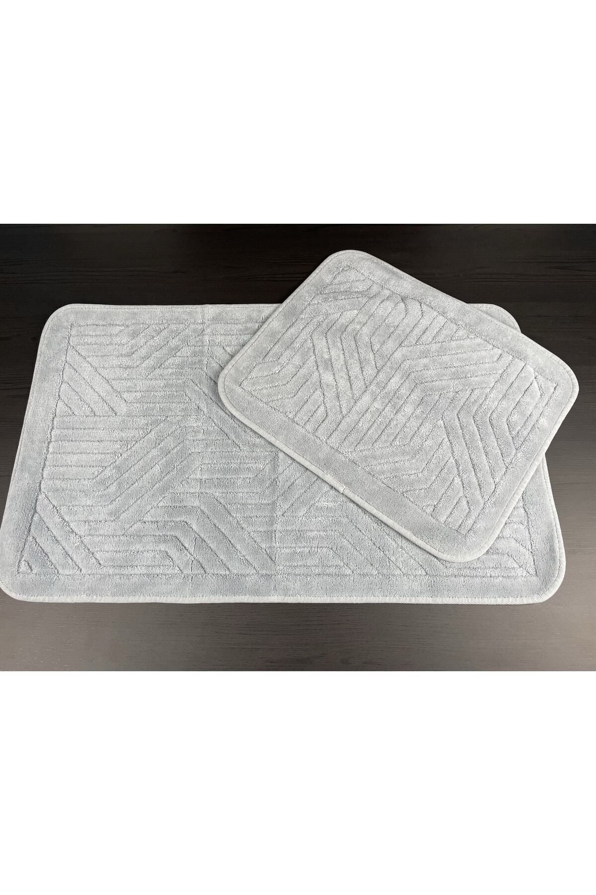 Tropikhome 60x100 ve 50x60cm 2 Parçalı Pamuk Gri Banyo Paspası — Tina