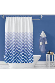 Tropikhome 180 x 200 Mavi Geometrik Desenli Banyo Perdesi — Mavi
