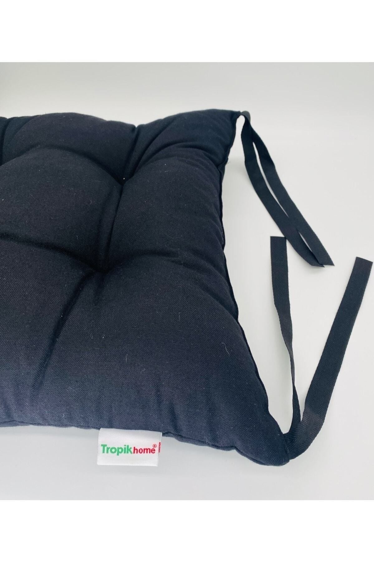 Tropikhome Ekoseli Gri 40 x 40 Pofuduk Silikon Dolgulu Sandalye Minderi — 40 x 40