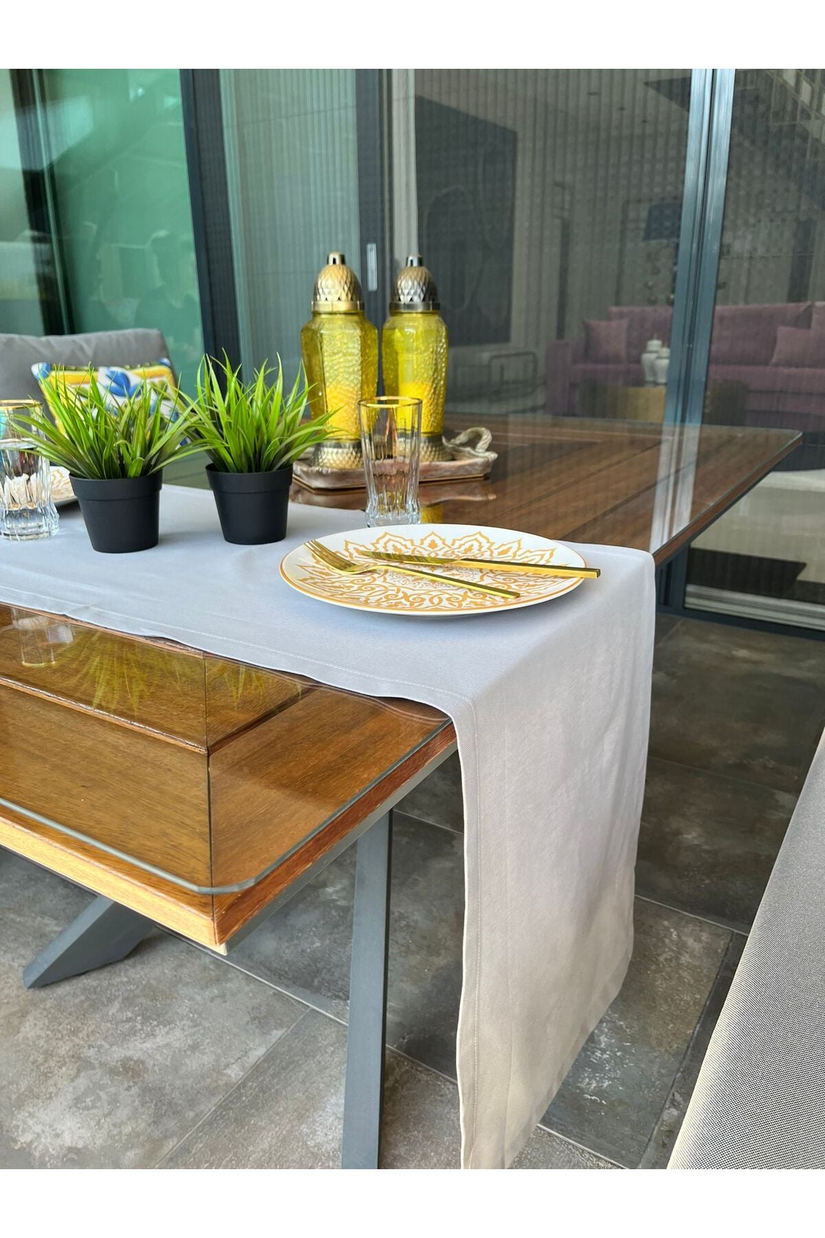 Tropikhome Pamuklu Su Geçirmez Gri 40 x 140 Runner — Gri