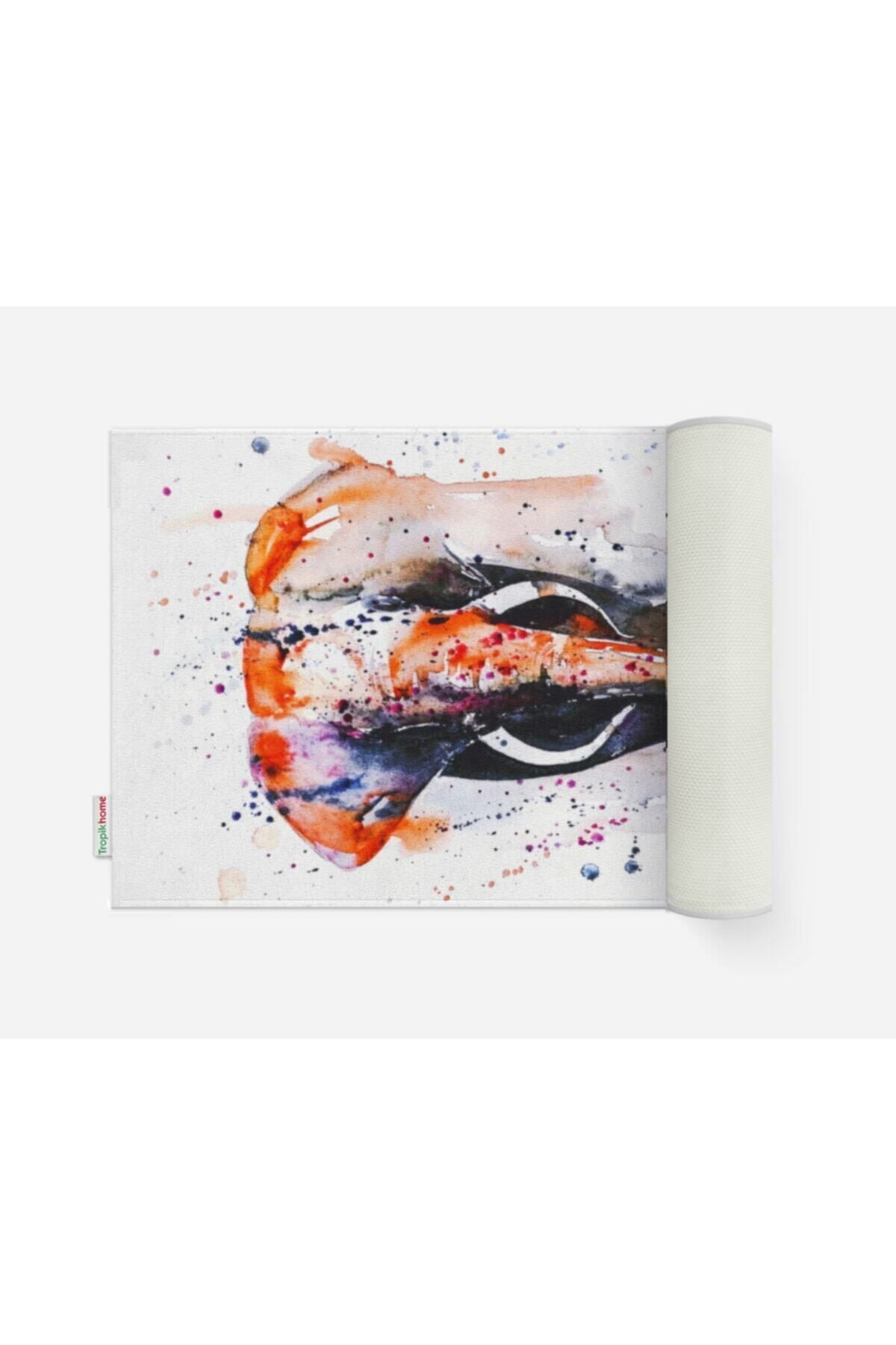 Tropikhome Kaymaz Tabanlı Dijital Baskılı 50x80cm Püsküllü Banyo Paspası — Elephant