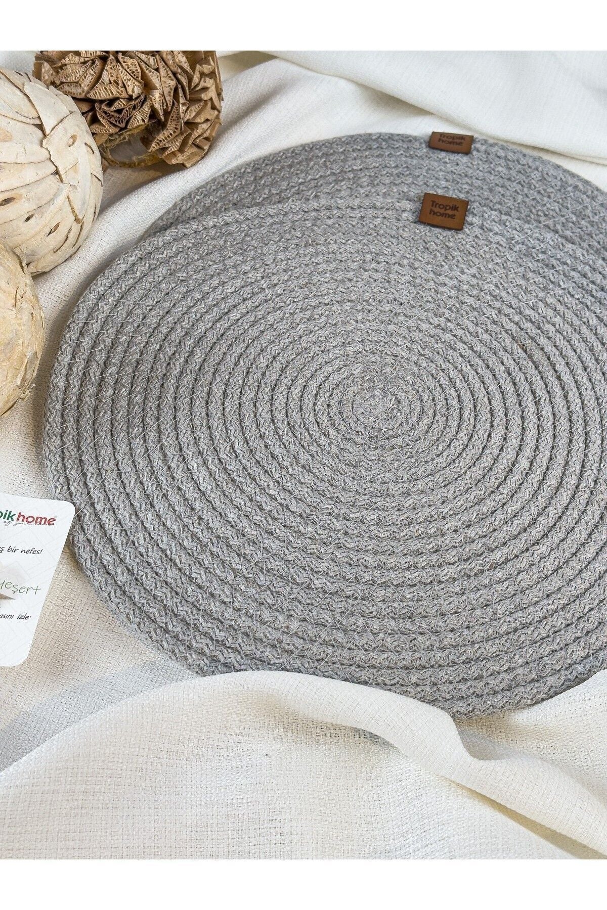 Tropikhome 2 Adet Gri Hasır 32x32 cm Amerikan Servis Supla — Gri