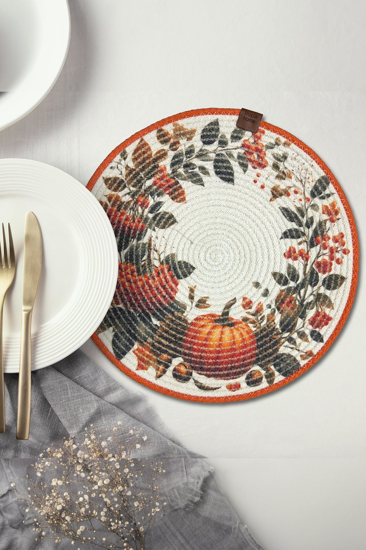 Tropikhome Bal Kabağı Desenli Renkli 32 x 32 cm Supla — Çok Renkli