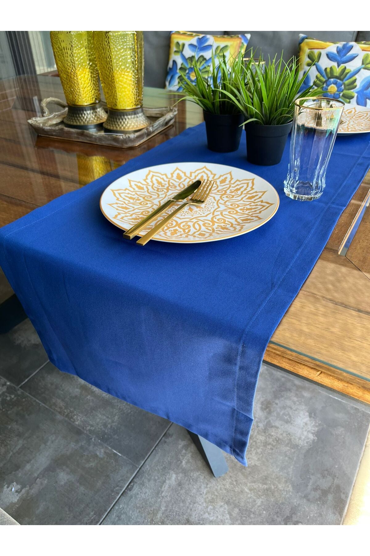 Tropikhome Pamuklu Su Geçirmez Mavi 40 x 140 Runner — Mavi