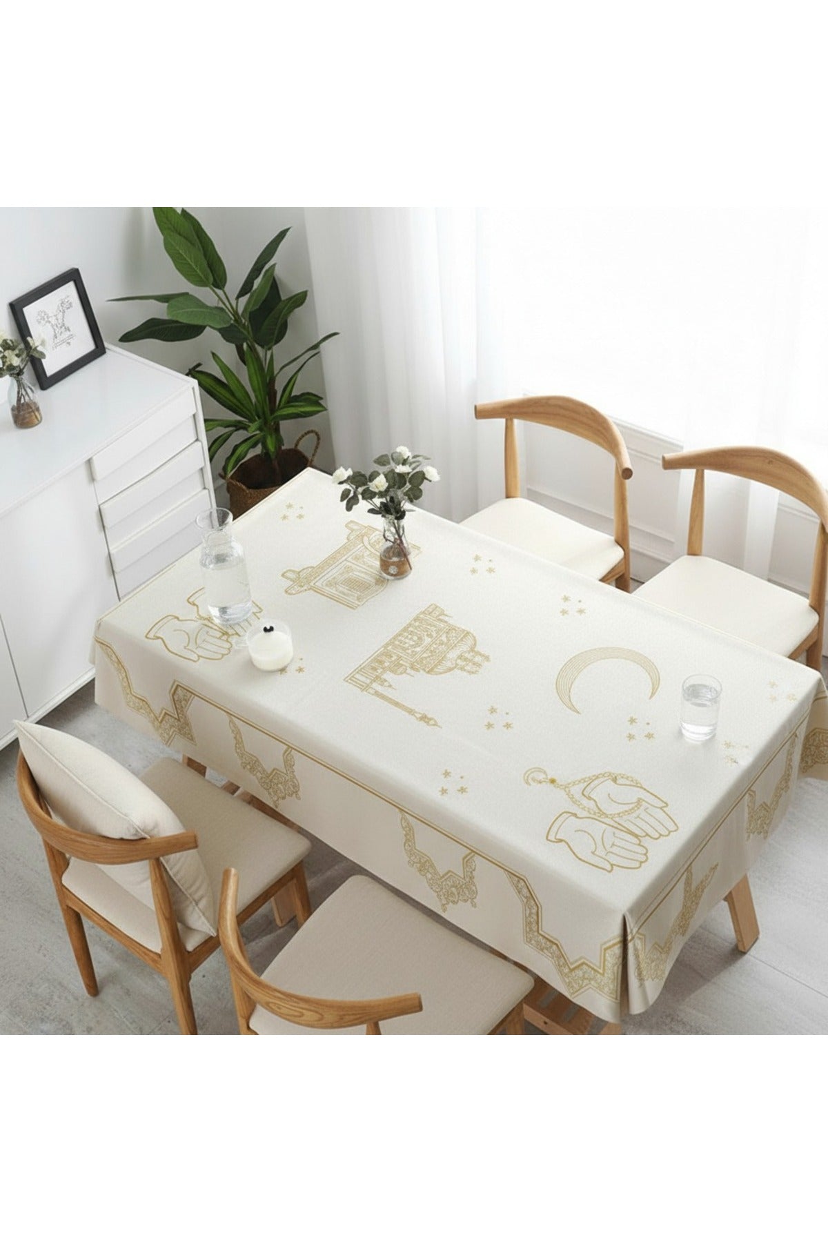 Tropikhome 150 x 220 Çok Renkli Ramazan Temalı Dijital Baskılı Dertsiz Leke Tutmaz Masa Örtüsü — Çok Renkli