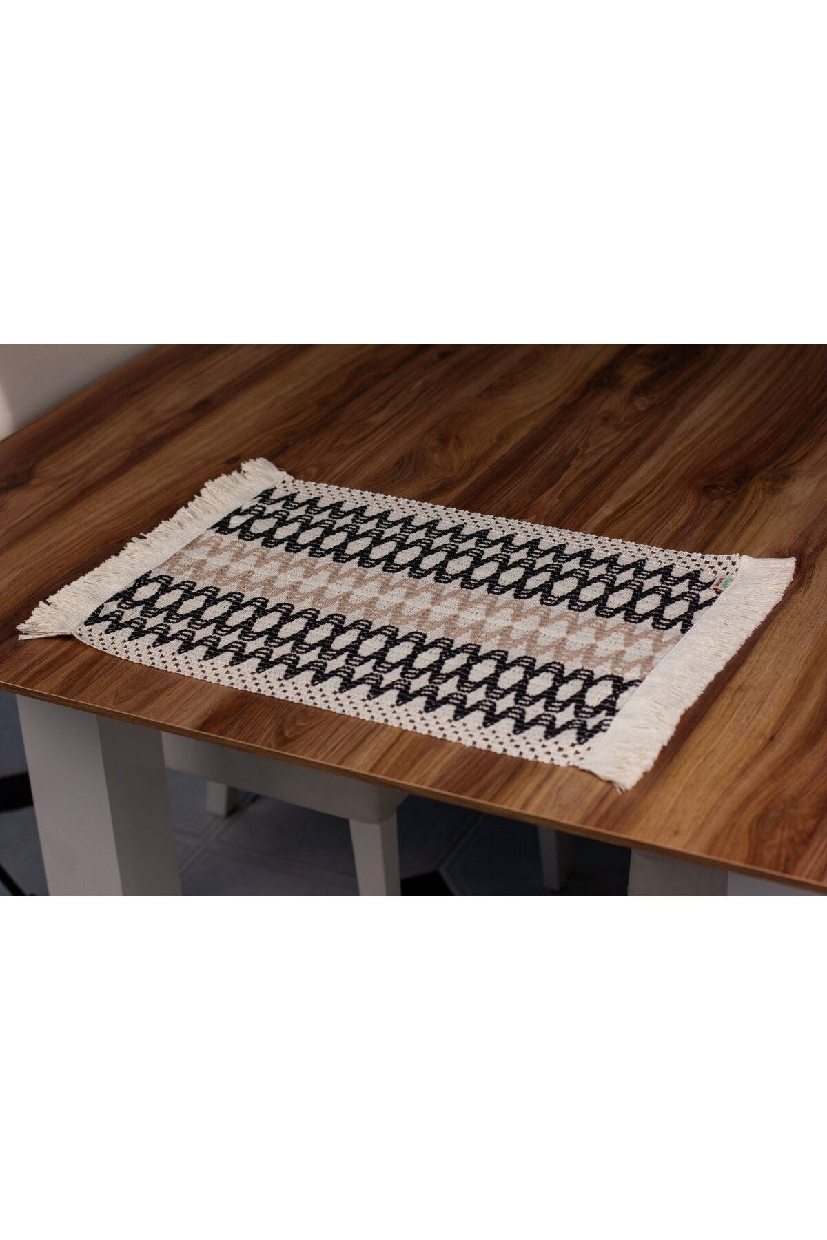 Tropikhome Pamuklu Örme Püsküllü 4 Adet 35x45 Cm Supla Amerikan Servis — Siyah - Kahve