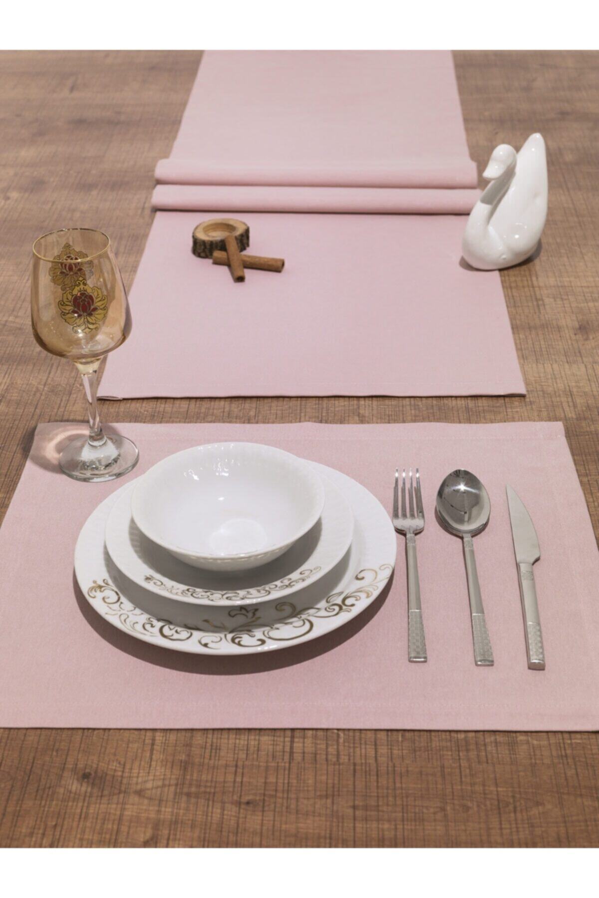 Tropikhome Düz Pembe 35 x 45 cm Supla Sunum Yemek Seti — Pembe