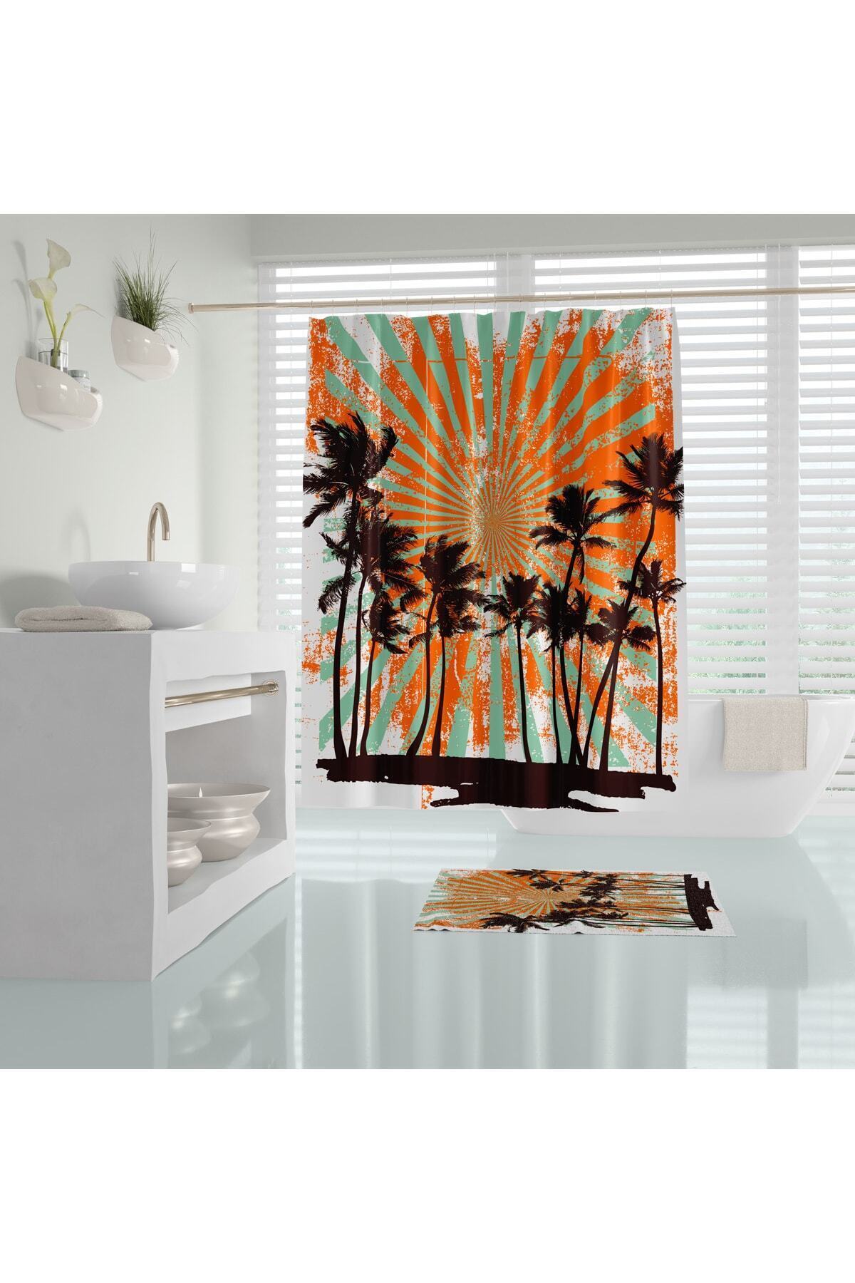 Tropikhome 180 x 200 Çok Renkli Desenli Banyo Perdesi — Çok Renkli